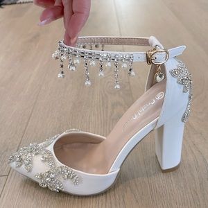 Glamorous White Wedding Heels